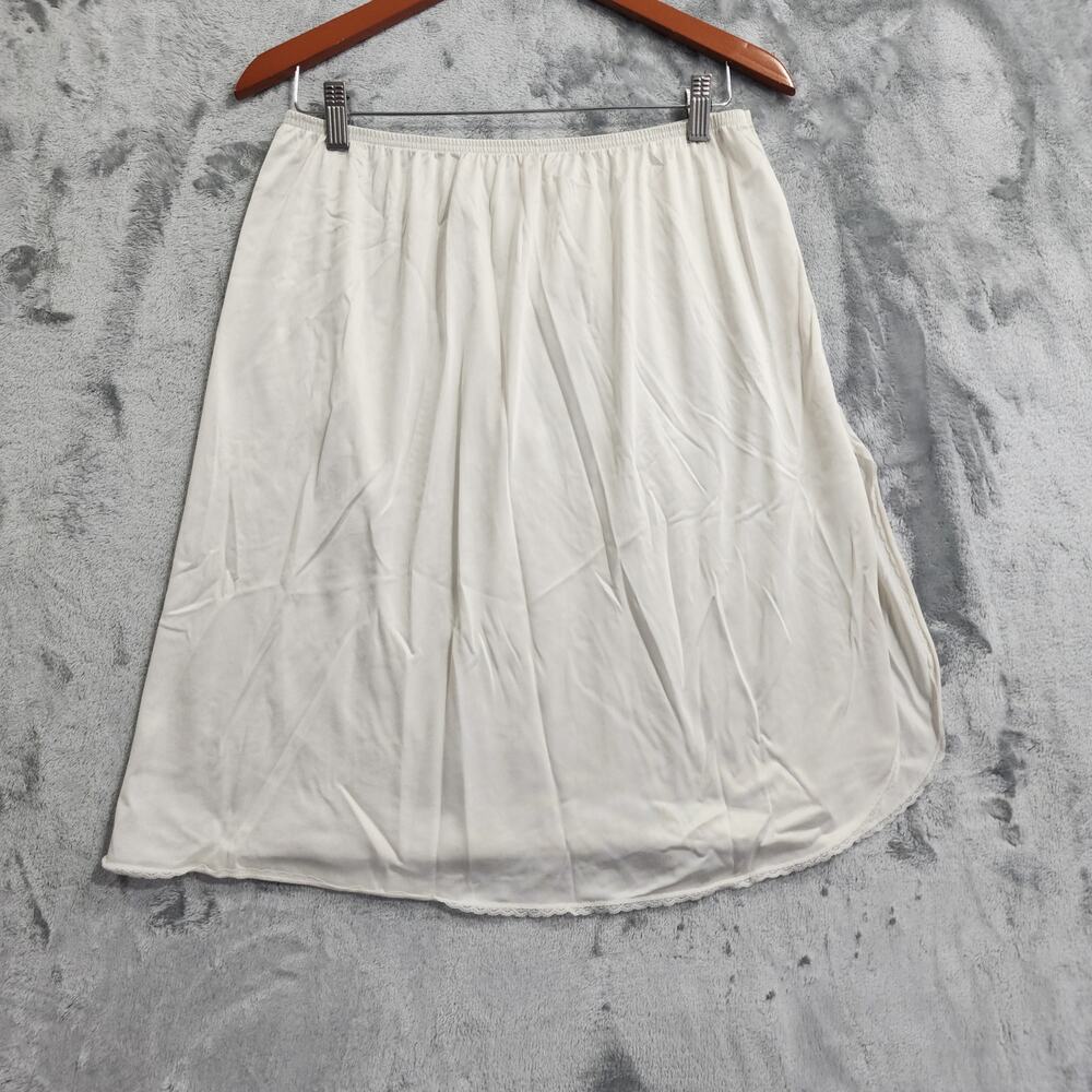 Vintage Vassarette Half Slip Womens XL White Ivory Lacey Front Slit Lingerie USA